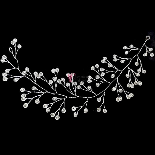 Accesoriu modern pentru decor par WED45BB Argintiu cu cristale de 30cm